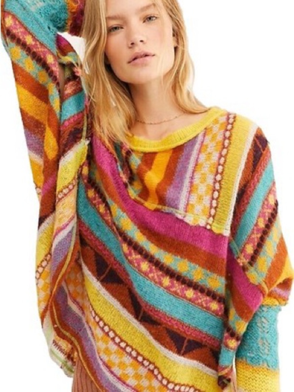 Free People December Skies Poncho Sweater - Alpaca- size S - euc